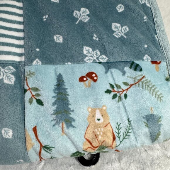 Modern Moments by Gerber Baby & Toddler Boy Patchwork Blanket Sherpa, Blue Bears - Picture 3 of 6